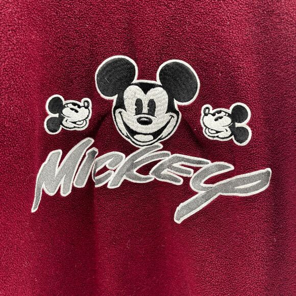 Mickey Inc Mickey Mouse Embroidered Red Fleece Pullover Sweater 2XL Fluffy - Picture 1 of 8